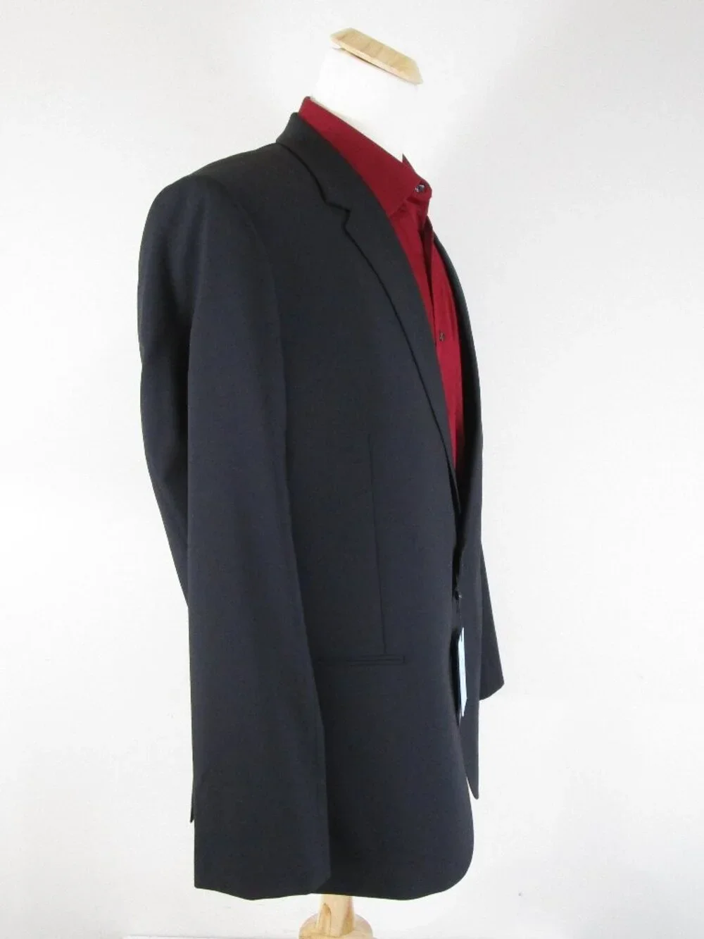 The Black Tux Mens Solid Black Wool Two Button Suit Size 50R Pants 44 X 30